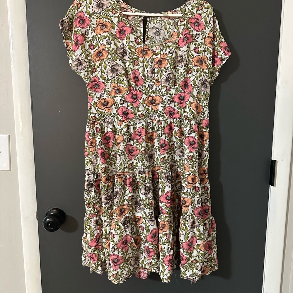 Floral Dress - Pink, Orange, Green